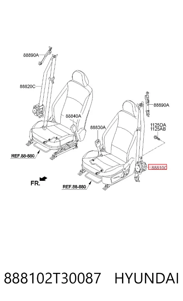Левый ремень безопасности 888102T30087 Hyundai/Kia