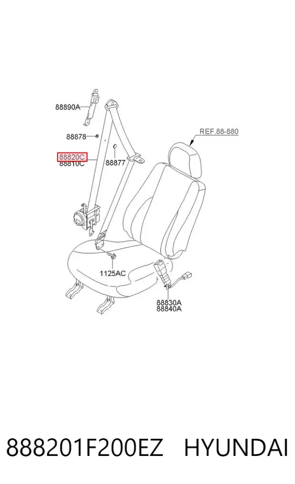 Ремень безопасности 888201F200EZ Hyundai/Kia