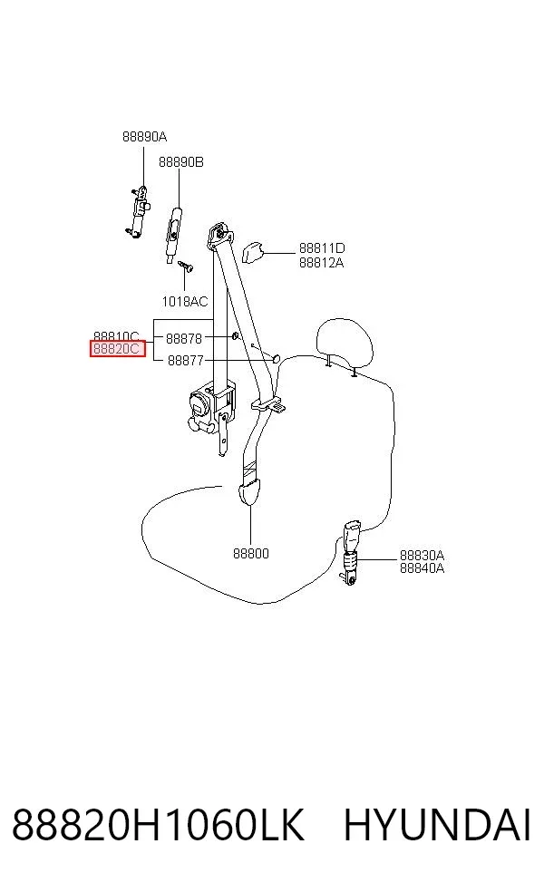 Ремень безопасности 88820H1060LK Hyundai/Kia