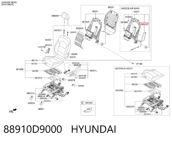 Подушка безопасности (AIRBAG) спинки сиденья левого 88910D9000 Hyundai/Kia