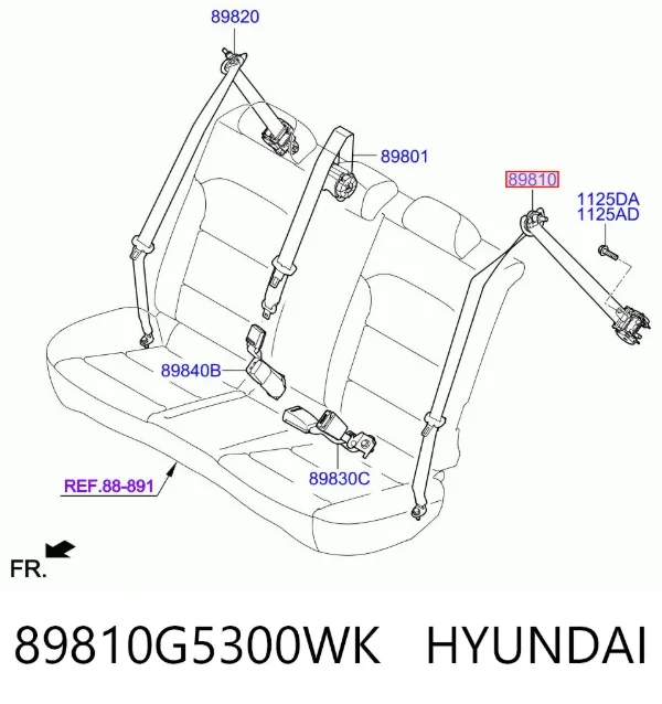 Ремень безопасности задний левый 89810G5300WK Hyundai/Kia
