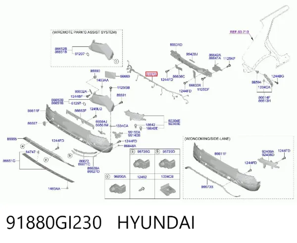 Кабель (провод) парктроника бампера заднего 91880GI230 Hyundai/Kia