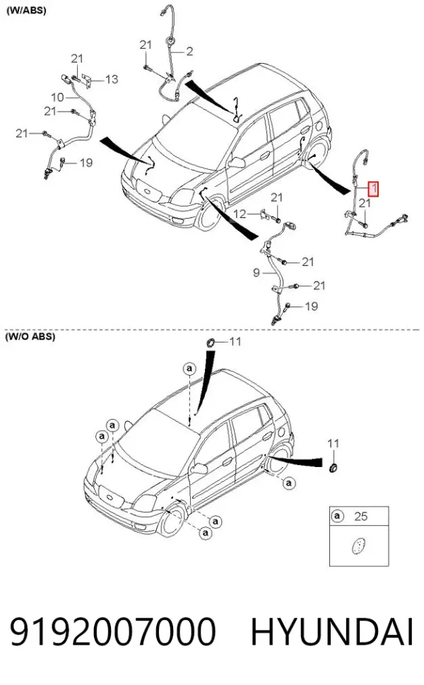 Датчик АБС задний левый 9192007000 Hyundai/Kia