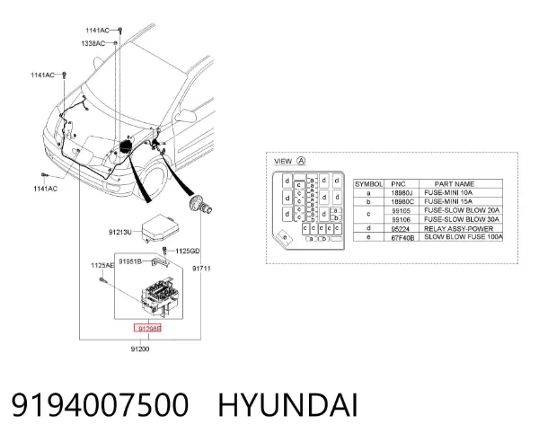 Блок предохранителей 9194007500 Hyundai/Kia