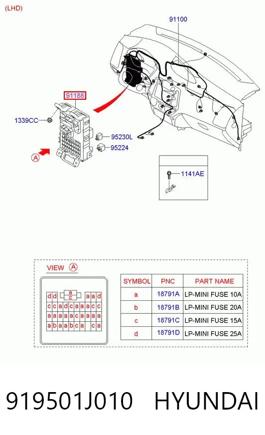 Блок предохранителей 919501J010 Hyundai/Kia