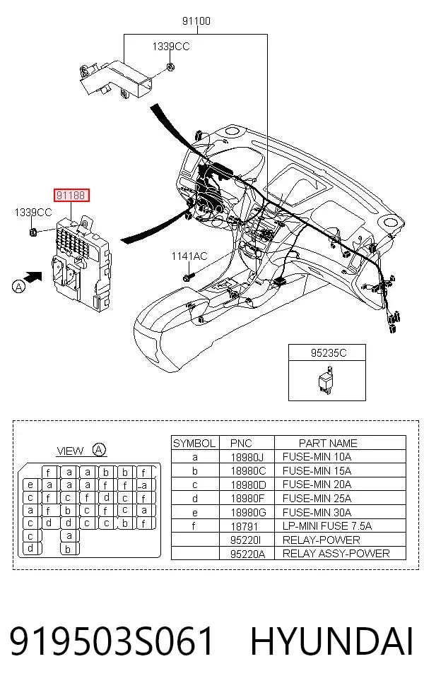 Блок предохранителей 919503S061 Hyundai/Kia