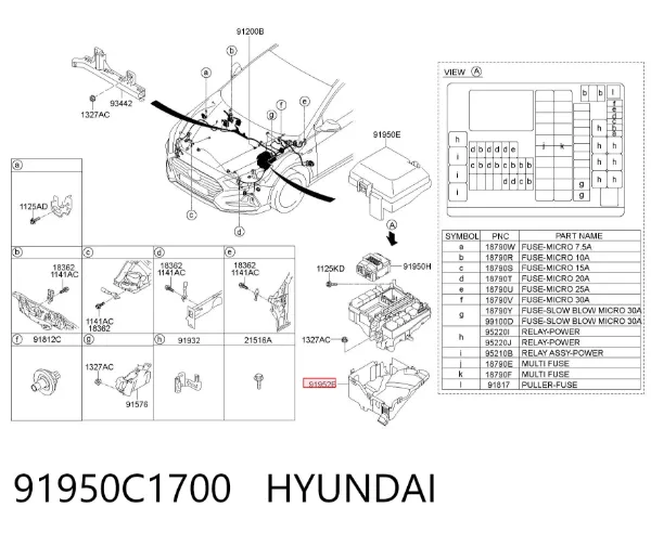 Корпус блока предохранителей 91950C1700 Hyundai/Kia