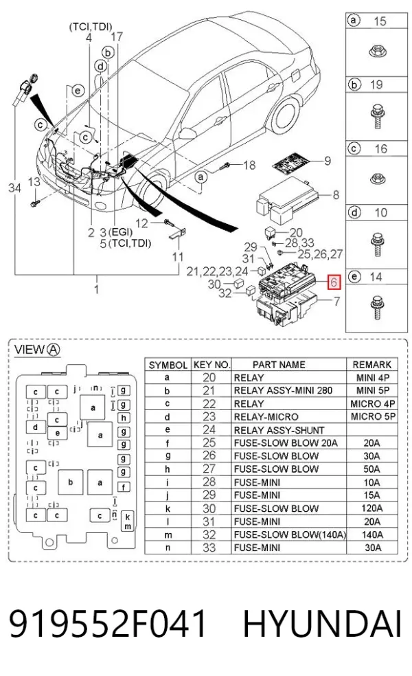 Блок предохранителей 919552F041 Hyundai/Kia