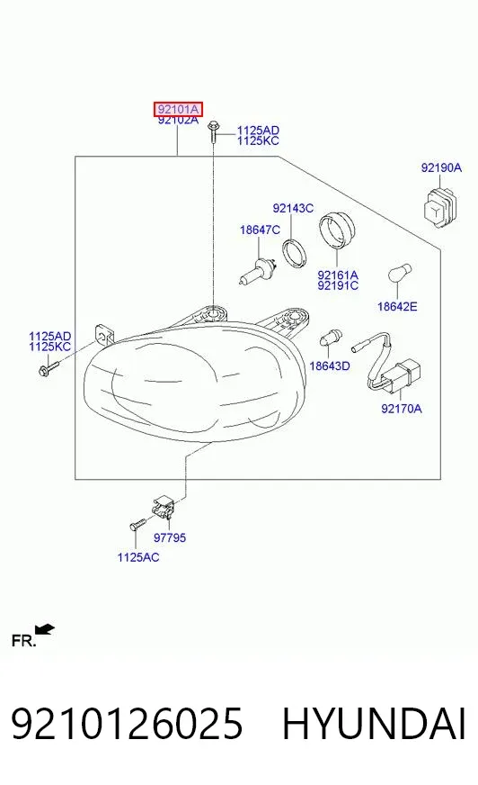 Левая фара 9210126025 Hyundai/Kia