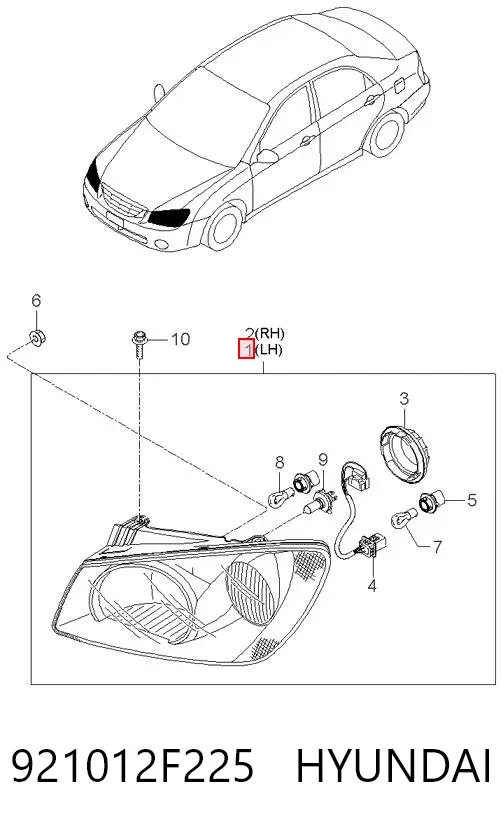 Левая фара 921012F225 Hyundai/Kia