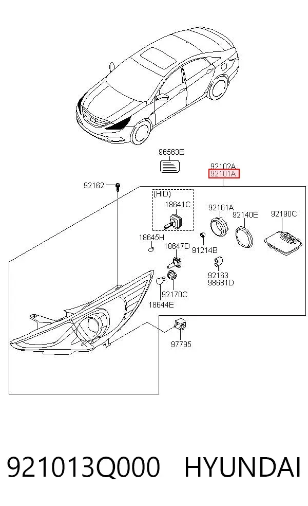 Левая фара 921013Q000 Hyundai/Kia