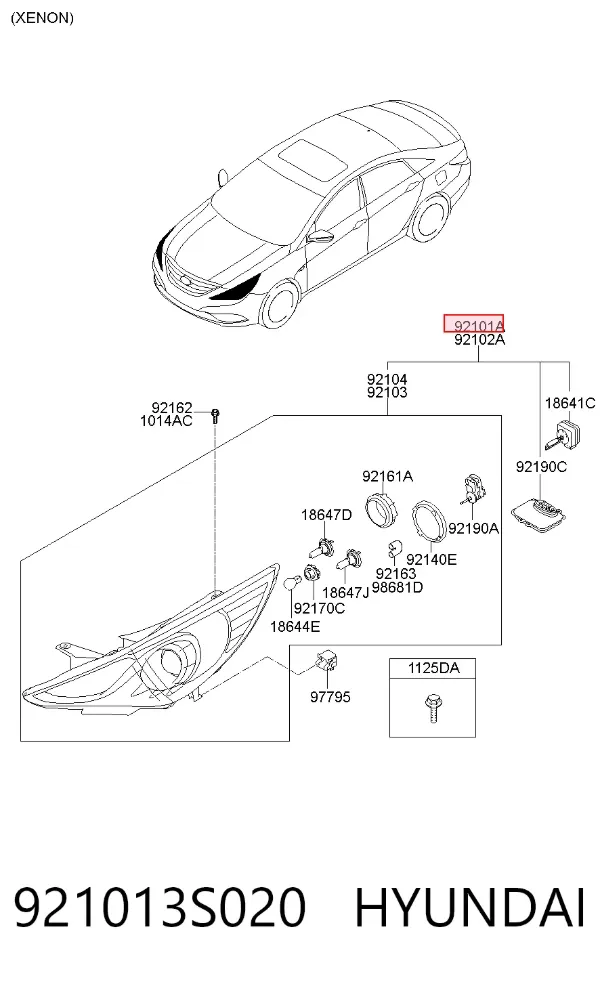 Левая фара 921013S020 Hyundai/Kia