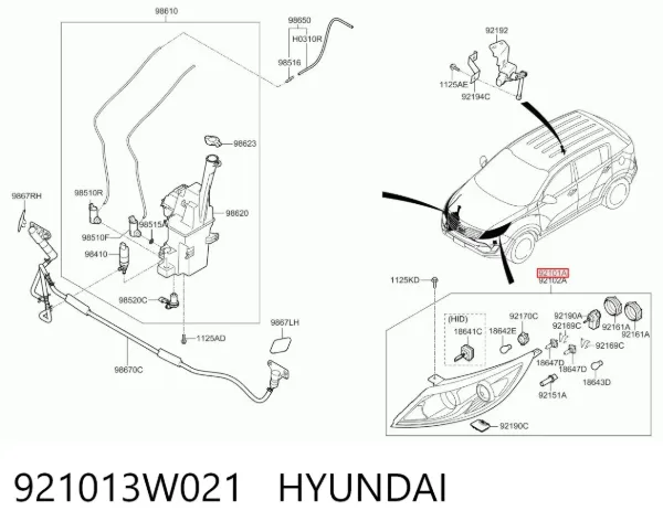 Левая фара 921013W021 Hyundai/Kia