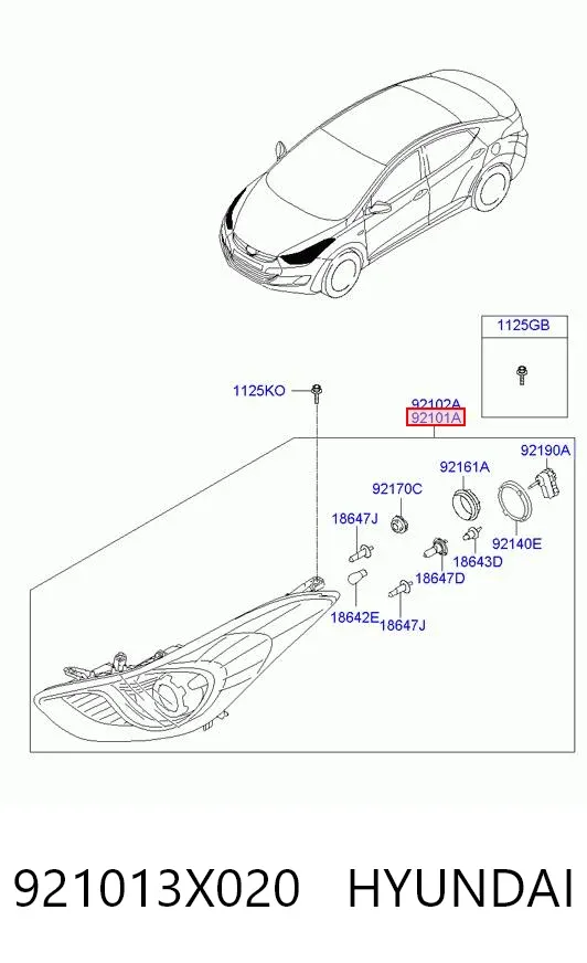 Левая фара 921013X020 Hyundai/Kia