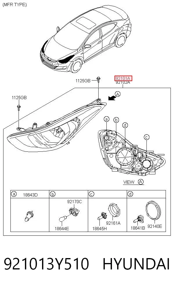 Левая фара 921013Y510 Hyundai/Kia