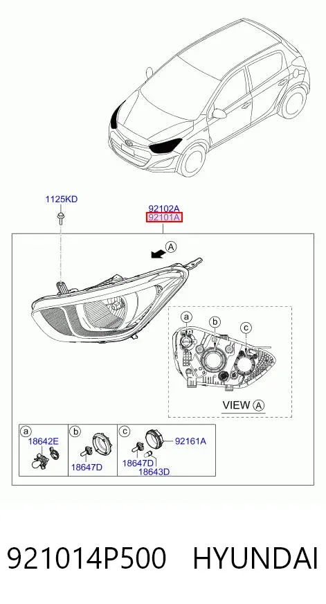 Левая фара 921014P500 Hyundai/Kia