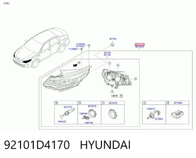 Фара левая HYUNDAI 92101D4170
