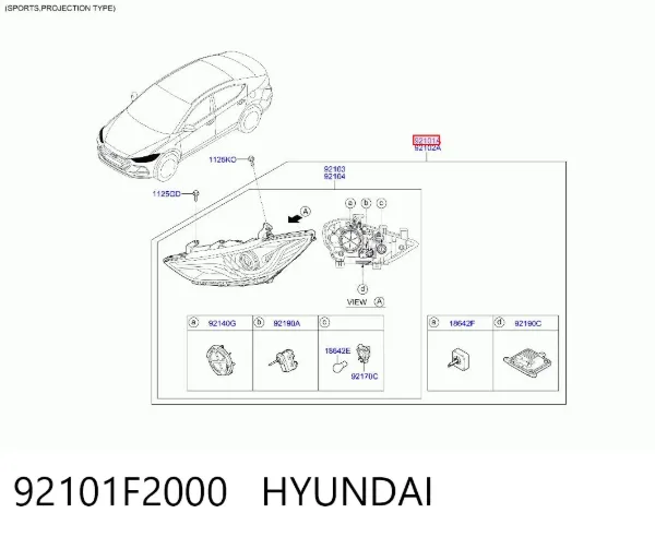 Левая фара Hyundai Elantra VI