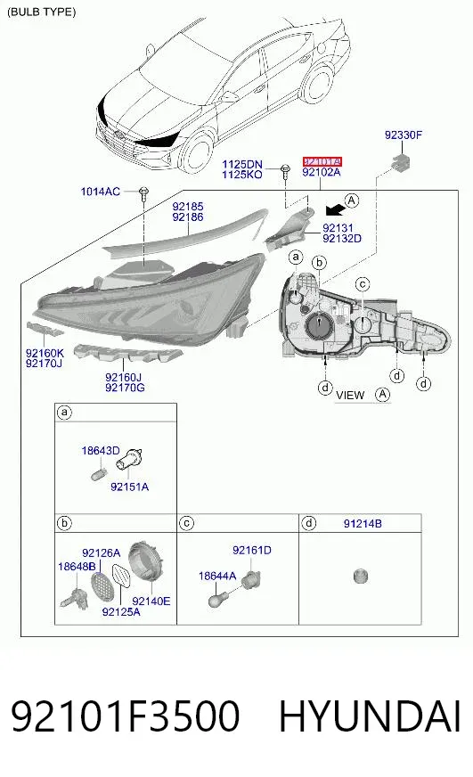 Левая фара 92101F3500 Hyundai/Kia