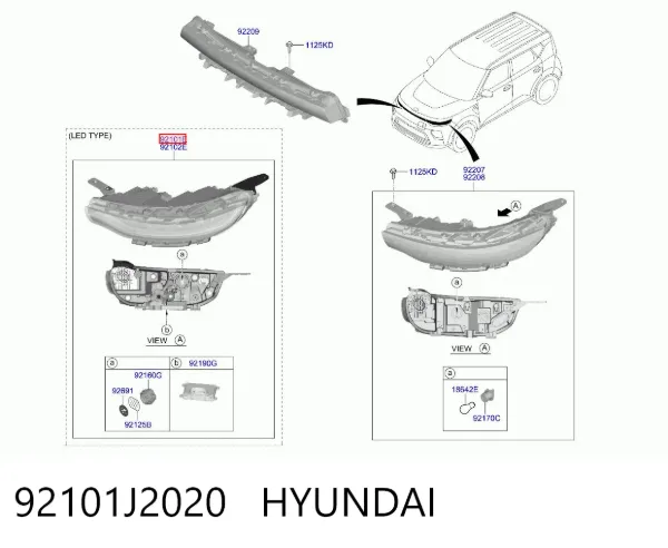 Левая фара 92101J2020 Hyundai/Kia