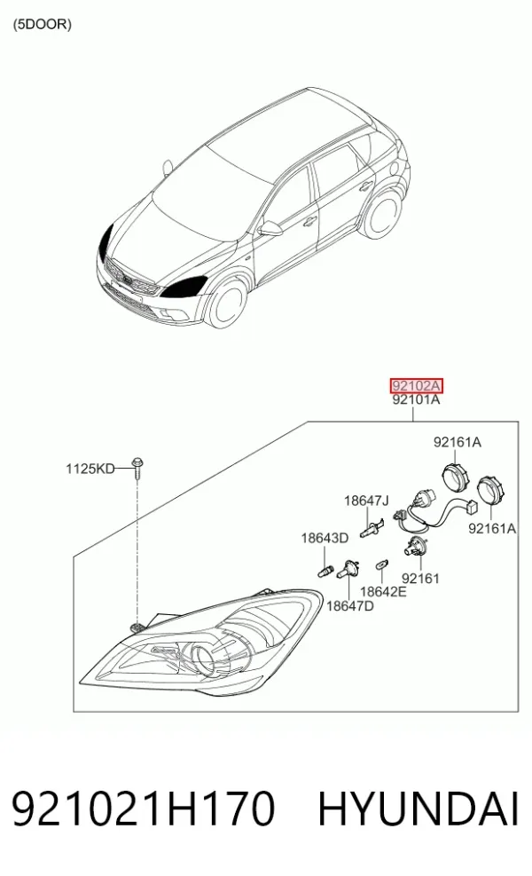 Правая фара 921021H170 Hyundai/Kia