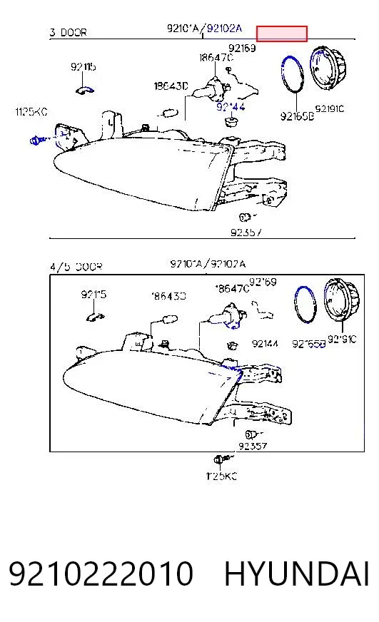 Правая фара 9210222010 Hyundai/Kia