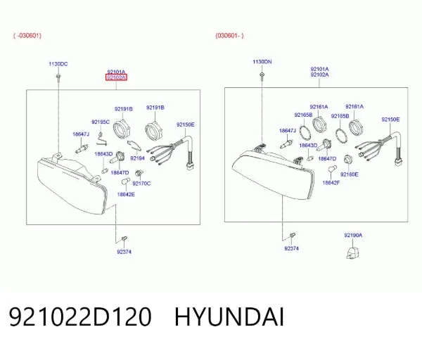 Правая фара 921022D120 Hyundai/Kia