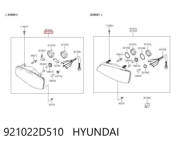 Правая фара 921022D510 Hyundai/Kia