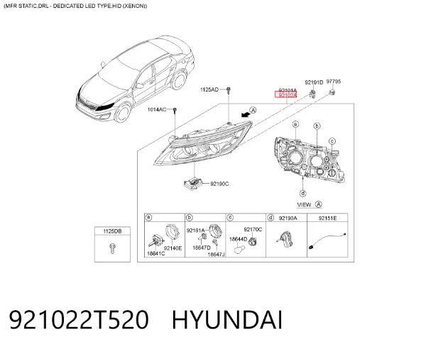Правая фара 921022T520 Hyundai/Kia