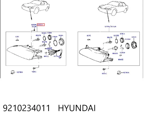 Правая фара 9210234011 Hyundai/Kia