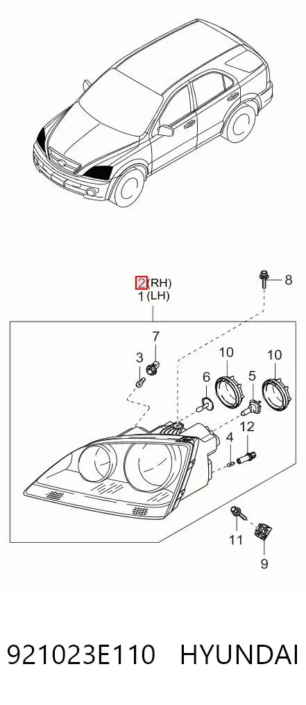 Правая фара 921023E110 Hyundai/Kia