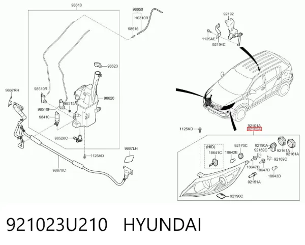 Правая фара 921023U210 Hyundai/Kia