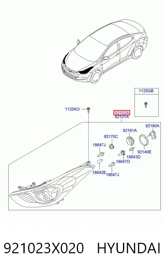 Правая фара 921023X020 Hyundai/Kia