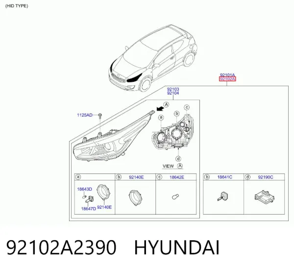 Правая фара 92102A2390 Hyundai/Kia