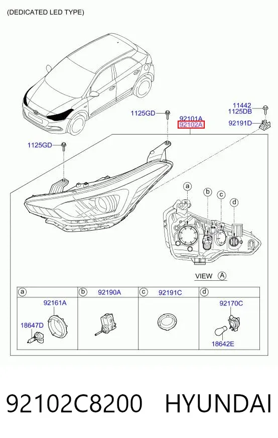 Правая фара 92102C8200 Hyundai/Kia