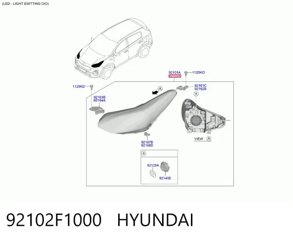 Правая фара 92102F1000 Hyundai/Kia