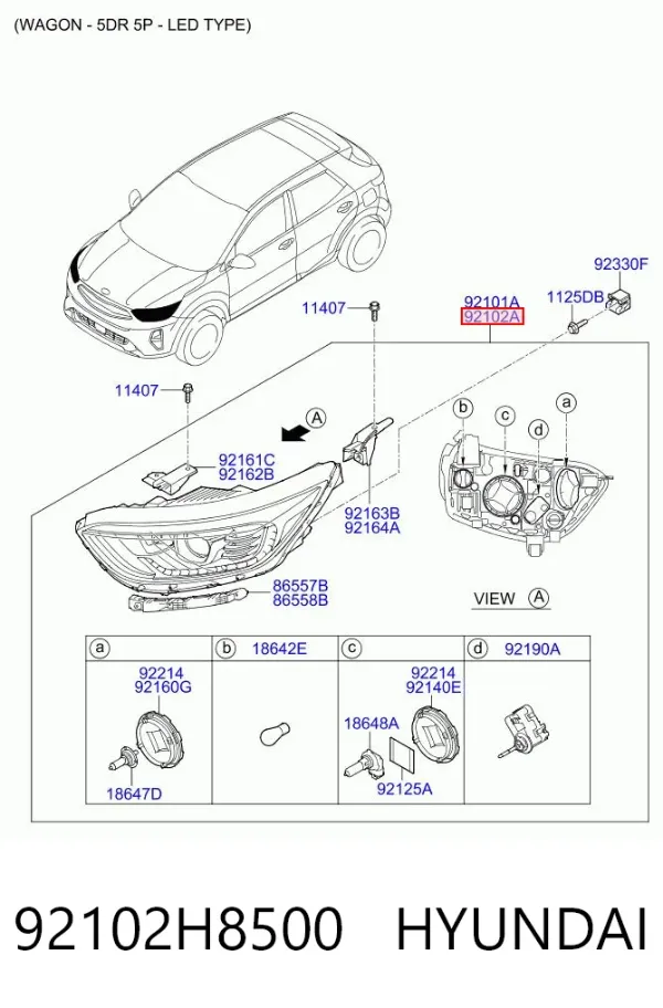 Правая фара 92102H8500 Hyundai/Kia