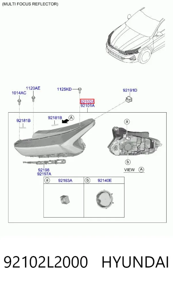 Правая фара 92102L2000 Hyundai/Kia