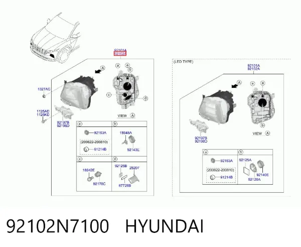 Правая фара 92102N7100 Hyundai/Kia