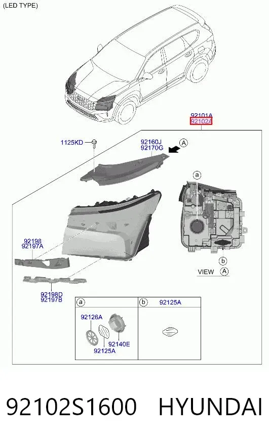 Правая фара 92102S1600 Hyundai/Kia