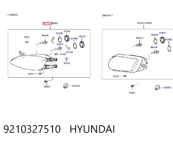Левая фара 9210327510 Hyundai/Kia