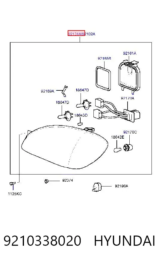 Левая фара 9210338020 Hyundai/Kia