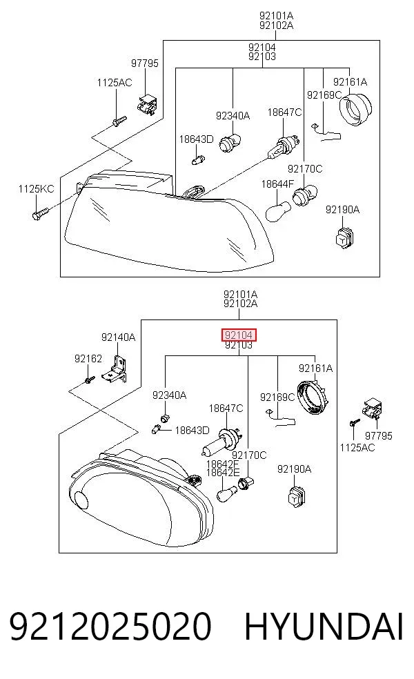 Правая фара 9212025020 Hyundai/Kia