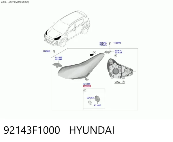 Кронштейн (адаптер) крепления фары передней правой 92143F1000 Hyundai/Kia