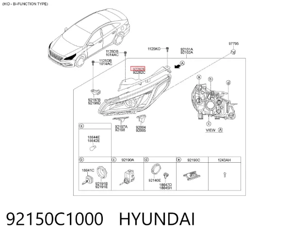 Кронштейн (адаптер) крепления фары передней левой 92150C1000 Hyundai/Kia