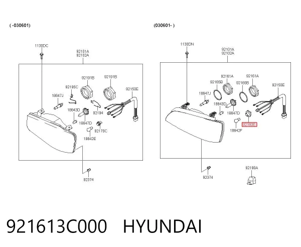 Цоколь (патрон) лампочки фары 921613C000 Hyundai/Kia