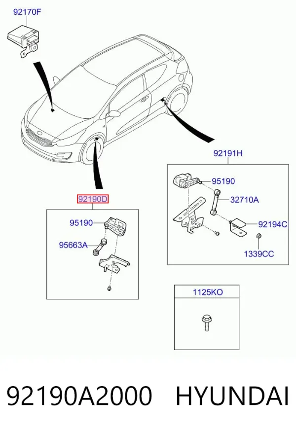 Корректор фар 92190A2000 Hyundai/Kia