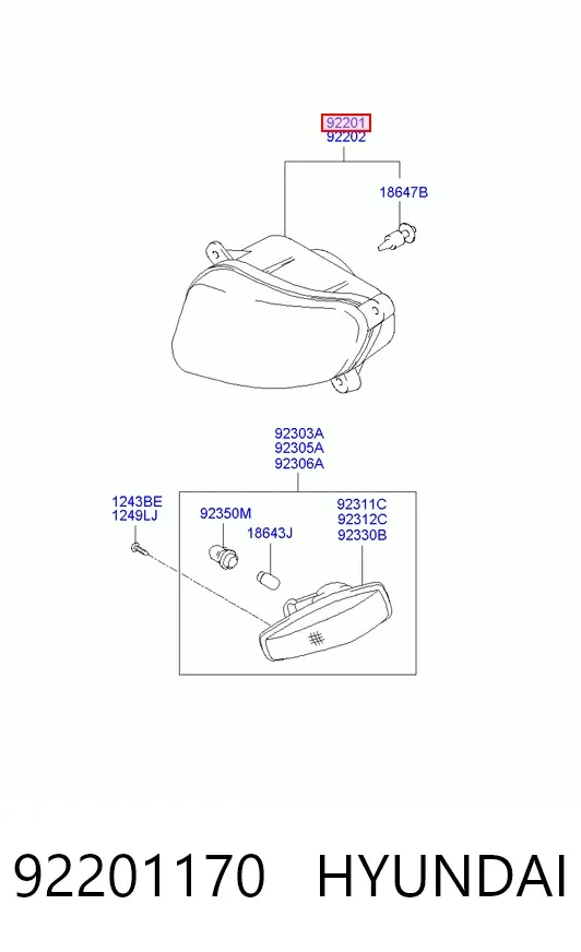 Фара противотуманная левая 92201170 Hyundai/Kia