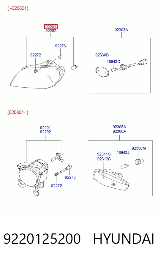 Фара противотуманная левая 9220125200 Hyundai/Kia