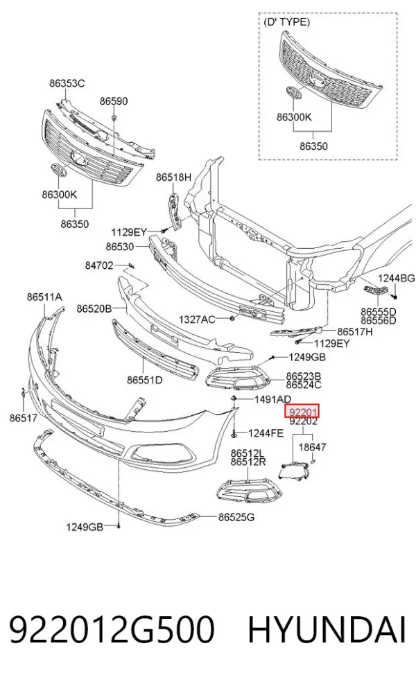 Фара противотуманная левая 922012G500 Hyundai/Kia